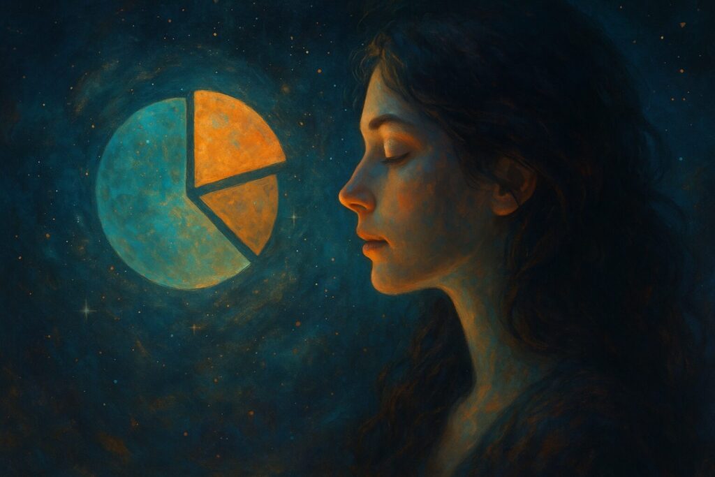霊感がある人の割合や感受性の広がりを象徴する神秘的な女性と星空の背景