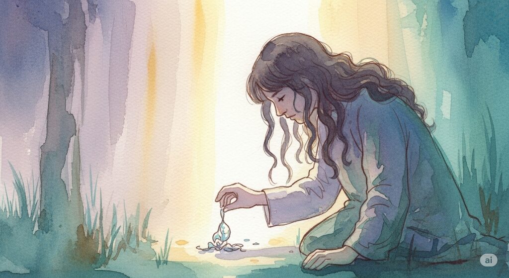 物が落ちた際のスピリチュアルな対処法をイメージした穏やかな水彩画
