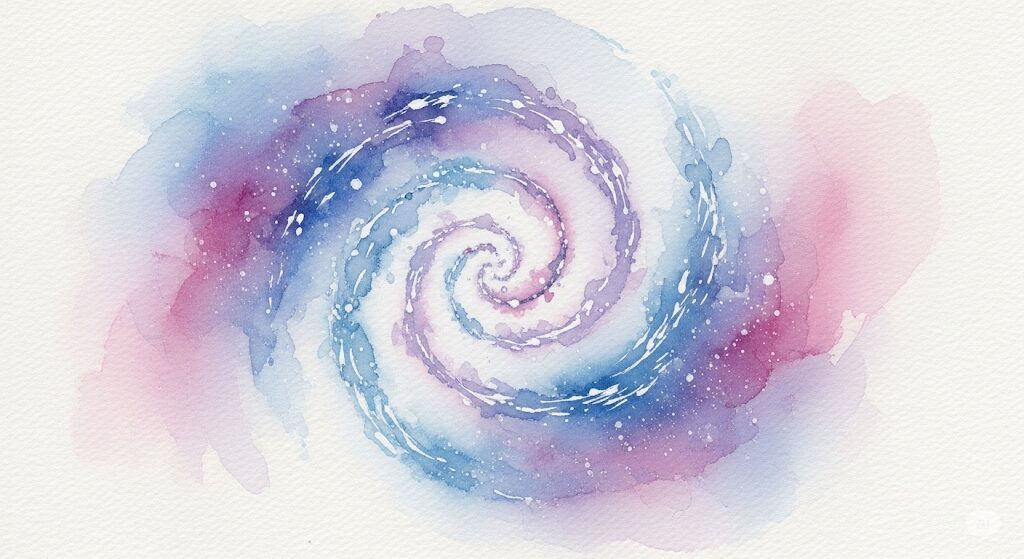 宇宙からの「タイミングが違う」という合図を渦巻きで表現したアート。「迷ったらやめる」のスピリチュアルな根拠を示す。