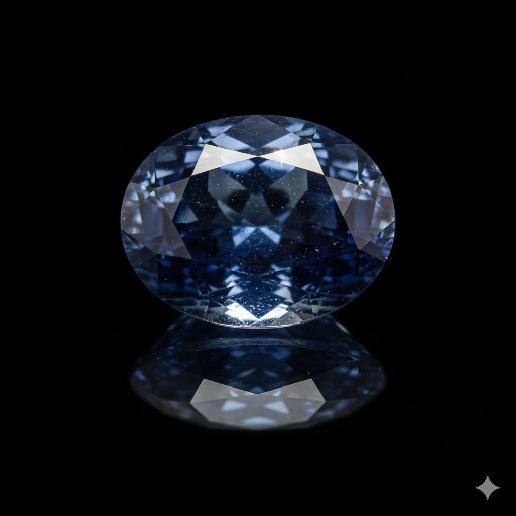 カッティングされた深青色のカイヤナイト宝石。美しい多面カットが施されたルースストーン。