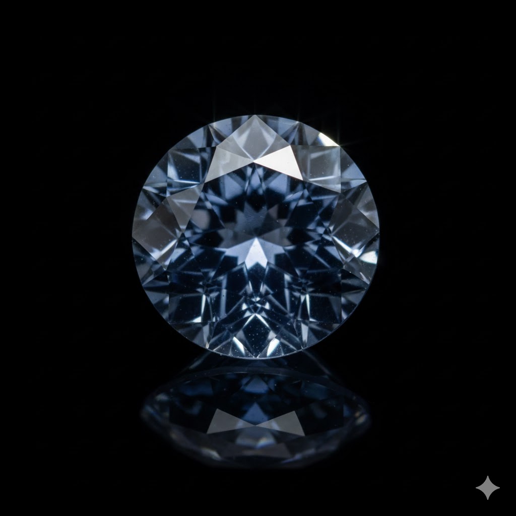 精密にファセットカットされた青色カイヤナイトの宝石。光を反射し輝く詳細なカット面。