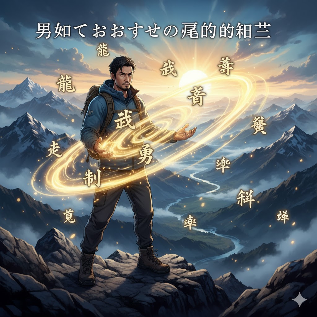 男の子におすすめの霊的な漢字(神獣)のイメージ。月夜の山々に神聖な白い馬が立つスピリチュアルな画像。