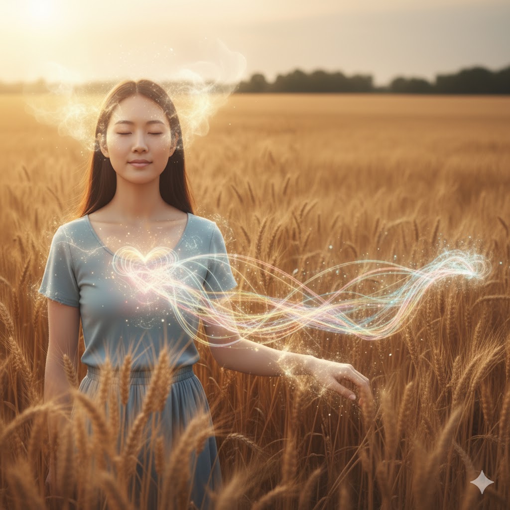 「霊感ある人 ない人 違い」を比較した画像。左の女性はスピリチュアルなエネルギーを感じ、右の男性はスマホを見ている。