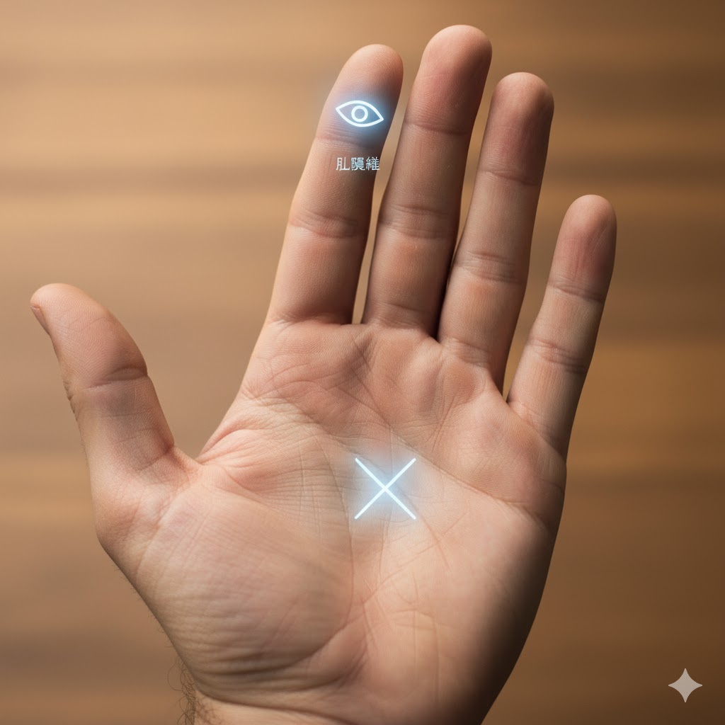 仏眼線や神秘十字線が示す、霊感ある人とない人の感受性の違いを表現した比喩（女性と男性）。