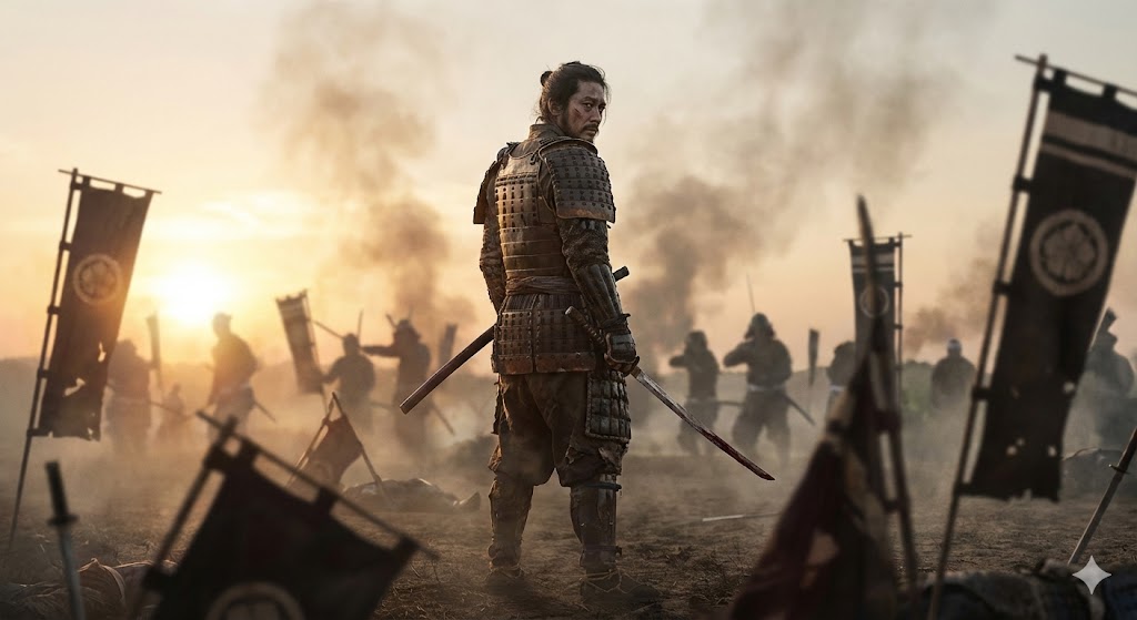 戦場で退却できずに散った武人の前世とムカデのスピリチュアルな関係を描いたイメージ。逃げ場のないカルマが引き起こす恐怖心を象徴的に表現。