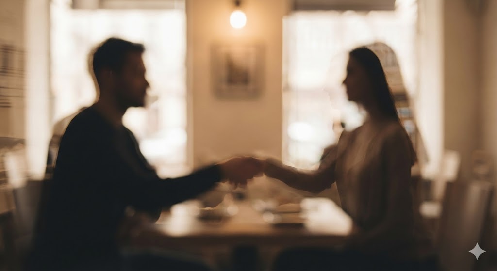 ツインレイの懐かしい既視感とカルマメイトの衝撃的な出会いを対比。初対面の印象に現れる魂の記憶とスピリチュアルな違いを象徴するイメージ画像。