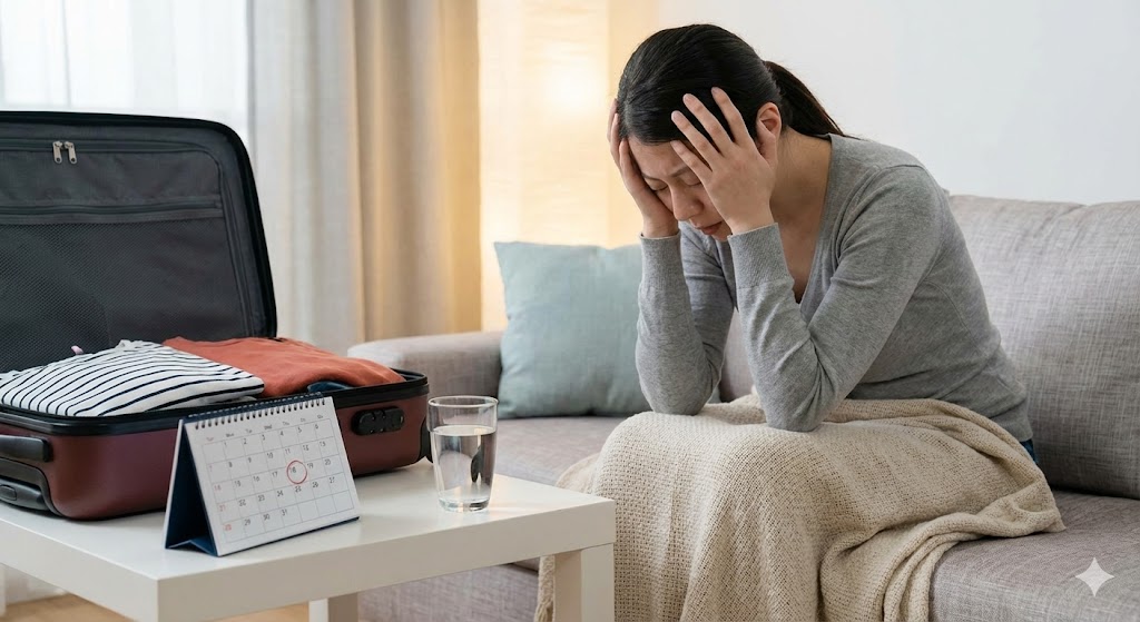 ツインレイとの再会直前に訪れる好転反応としての体調不良や強烈な眠気を象徴するイメージ。エネルギー調整による魂のデトックスと浄化の過程を表現。