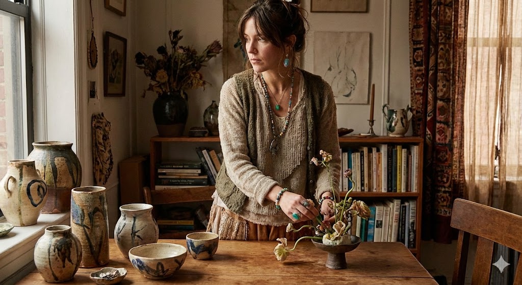 数秘術11の女性特有の美意識とセンスを表現した画像。流行に流されず、直感で選んだ洗練された独自のスタイルが、彼女の個性を際立たせています。