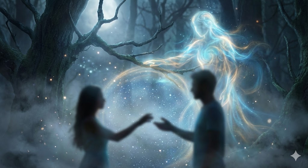 恋愛の試練を乗り越え魂を成長させた女性のスピリチュアル画像。守護霊の愛ある邪魔の意味を理解し、執着を手放して真実の愛と自己肯定感を手に入れた輝く姿。